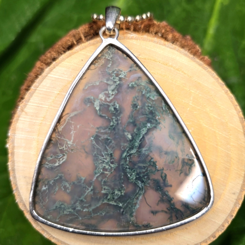 Moss Agate Pendant 925